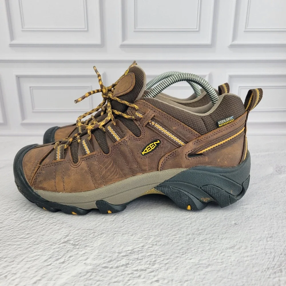 Keen‎ Targhee II Mens Waterproof Hiking Shoes Size 7.5 Brown Leather Low Trail